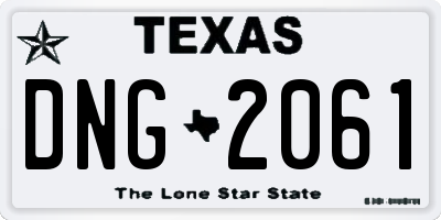 TX license plate DNG2061