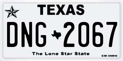 TX license plate DNG2067