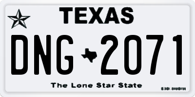 TX license plate DNG2071