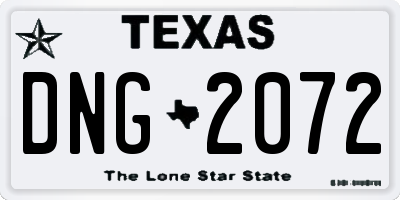 TX license plate DNG2072
