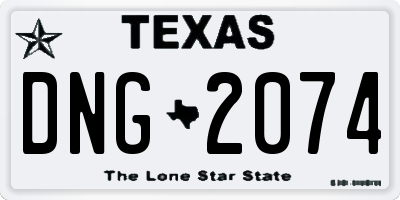 TX license plate DNG2074