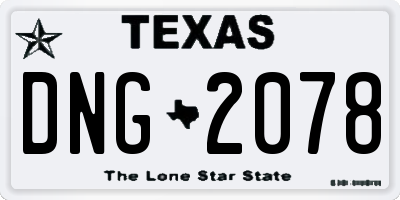 TX license plate DNG2078