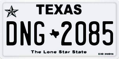 TX license plate DNG2085