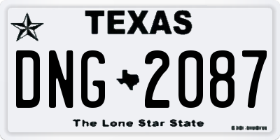 TX license plate DNG2087
