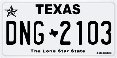 TX license plate DNG2103