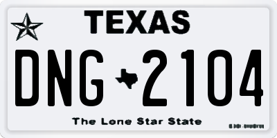 TX license plate DNG2104
