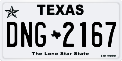TX license plate DNG2167