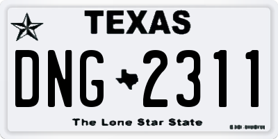 TX license plate DNG2311