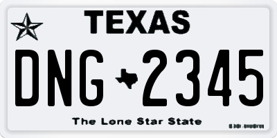 TX license plate DNG2345