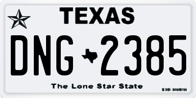 TX license plate DNG2385