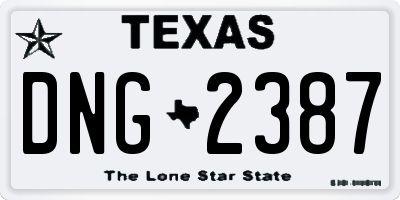 TX license plate DNG2387