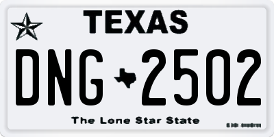 TX license plate DNG2502