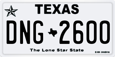 TX license plate DNG2600