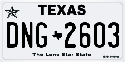 TX license plate DNG2603