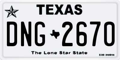 TX license plate DNG2670