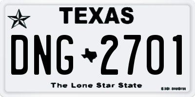 TX license plate DNG2701