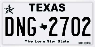 TX license plate DNG2702