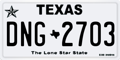 TX license plate DNG2703