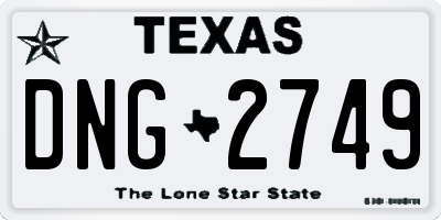 TX license plate DNG2749