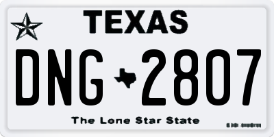 TX license plate DNG2807