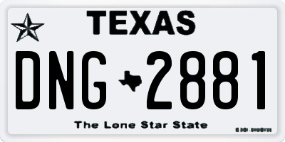 TX license plate DNG2881