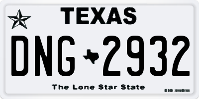 TX license plate DNG2932