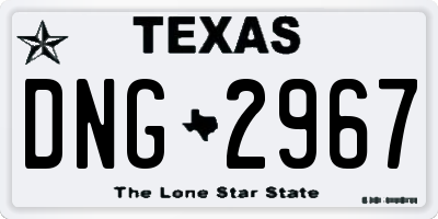 TX license plate DNG2967