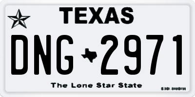 TX license plate DNG2971