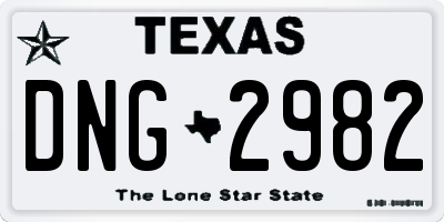 TX license plate DNG2982