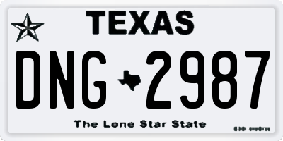 TX license plate DNG2987