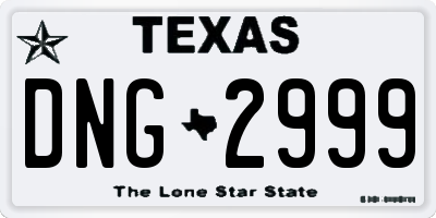 TX license plate DNG2999