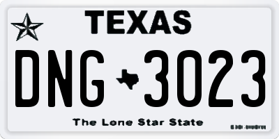 TX license plate DNG3023