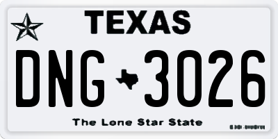 TX license plate DNG3026