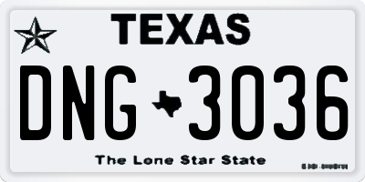 TX license plate DNG3036