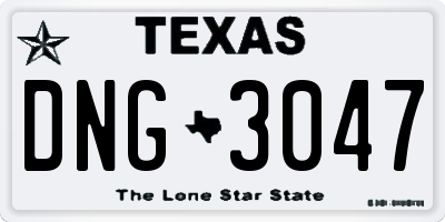 TX license plate DNG3047