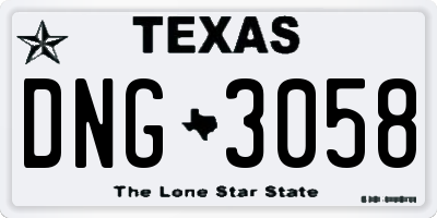 TX license plate DNG3058