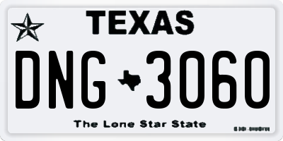 TX license plate DNG3060