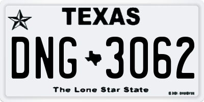 TX license plate DNG3062
