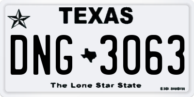 TX license plate DNG3063