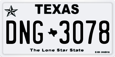 TX license plate DNG3078