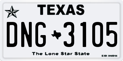 TX license plate DNG3105
