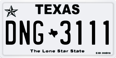 TX license plate DNG3111