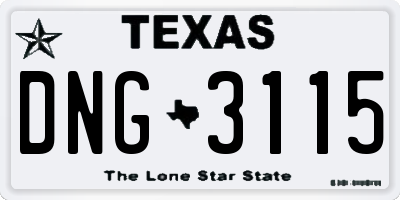 TX license plate DNG3115