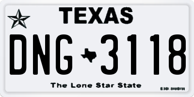 TX license plate DNG3118