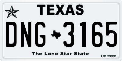 TX license plate DNG3165
