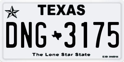 TX license plate DNG3175