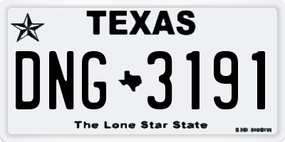 TX license plate DNG3191