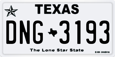 TX license plate DNG3193