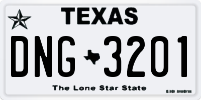 TX license plate DNG3201