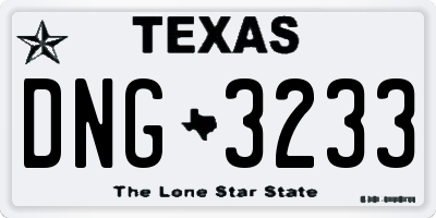 TX license plate DNG3233